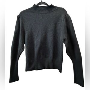 See You Soon Black Balloon Sleeves Mock Neck Sweater Size Medium